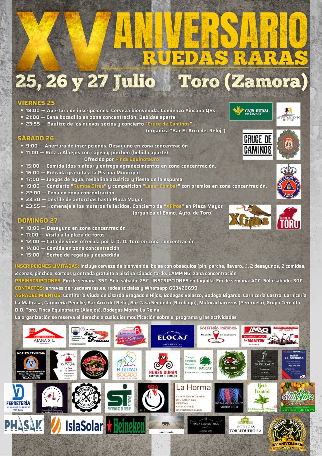 cartel XV aniversario ruedas raras